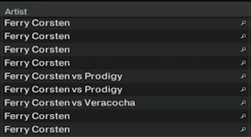 Search results also include Ferry Corsten vs Prodigy and Ferry Corsten vs Veracocha.